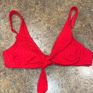 Vibrant Red Knotted Bikini Top